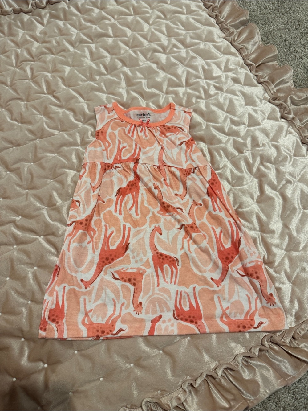 Carter's Coral & Peach Giraffe Print Sleeveless Dress